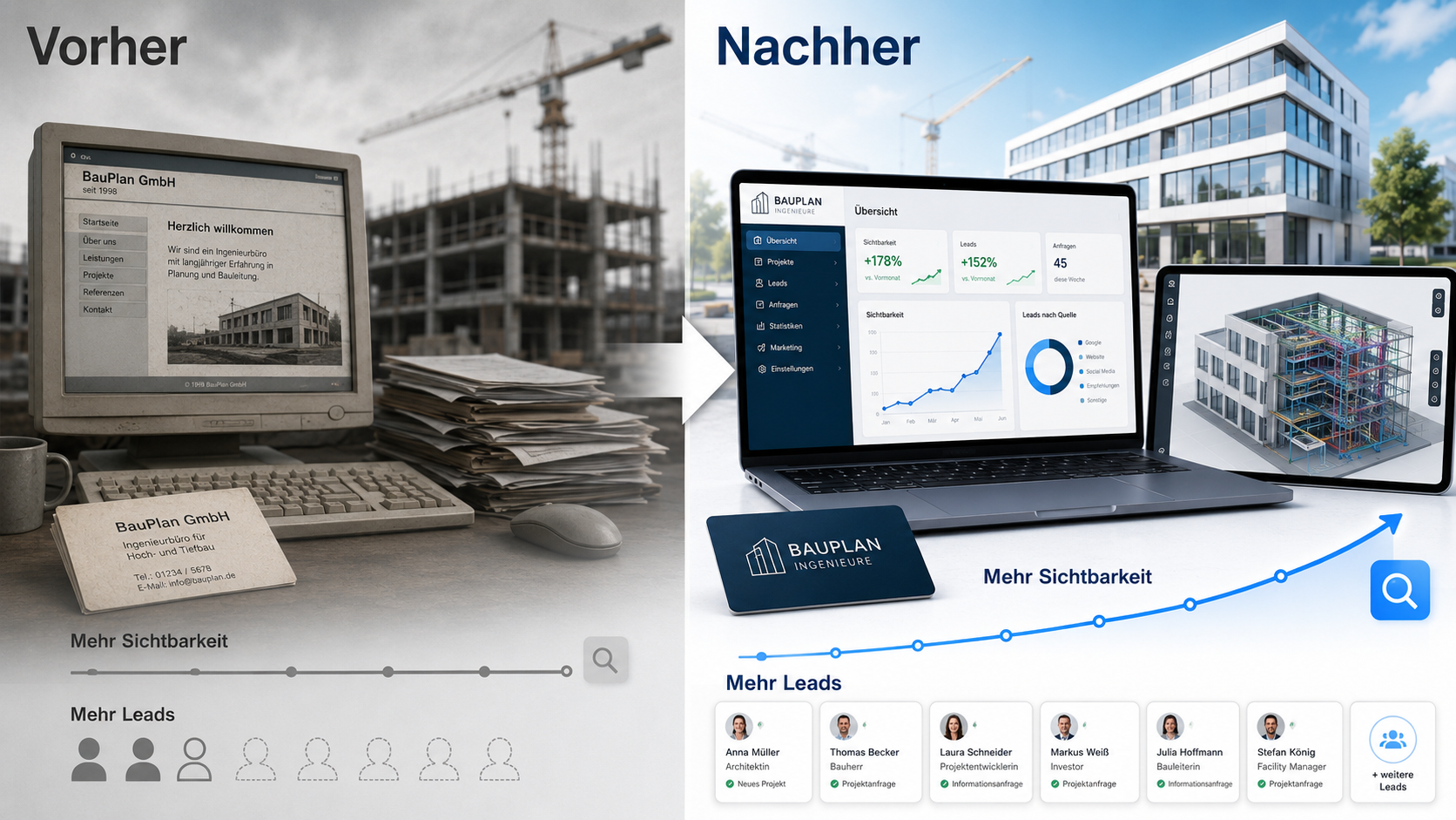 Digitales Marketing für Bauunternehmen mit Website, SEO, BIM4B und digitaler Sichtbarkeit